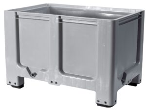Plastový paletový / úložný / karanténní box 120 x 100 x 76 cm, plný, 4 nohy, šedá