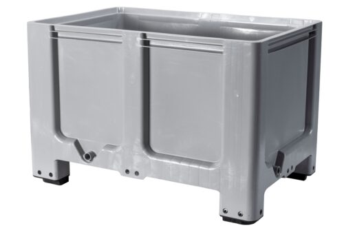 Plastový paletový / úložný / karanténní box 120 x 80 x 79 cm, plný, 4 nohy, šedá - 1