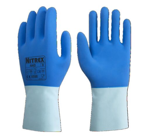 Rukavice pracovní – latexové NITREX 440, modré (vel. 9) - 1