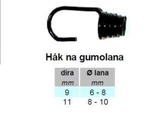 Háček na gumolano 6-8 mm černý komaxit - 1