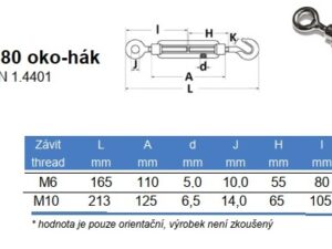 Napínák ocelového lana M6/ oko-hák nerezová ocel A4 - 1