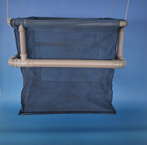 Kolíbka s&nbsp;dvojitým plovoucím rámem  N 1×1 m, hl. 1&nbsp;m PAD 5×3/0,6 mm šestibok tmavě modrá bezuzlová - 1