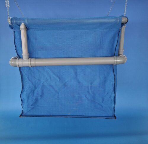 Kolíbka s&nbsp;dvojitým plovoucím rámem N 1×1 m, hl. 1&nbsp;m PAD 5×3/0,6 mm šestibok modrá bezuzlová - 1